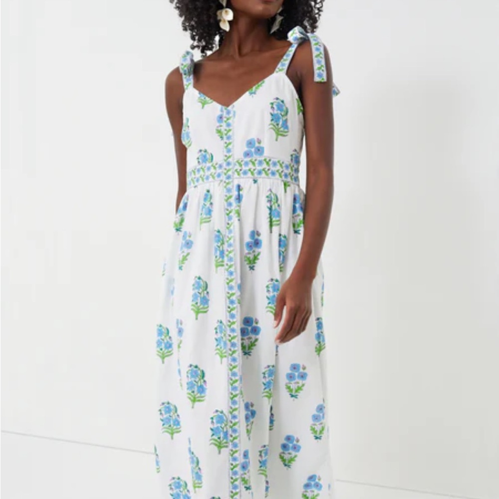Tuckernuck White and Blue Floral Maxi Dress